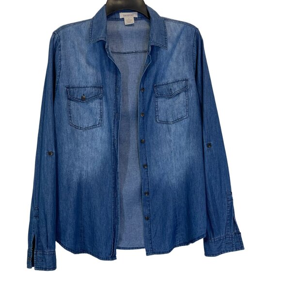 Passport Tops - Women Demin Button Down Shirt Size M